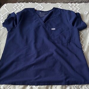Figs Deep Blue V-Neck Scrub Top